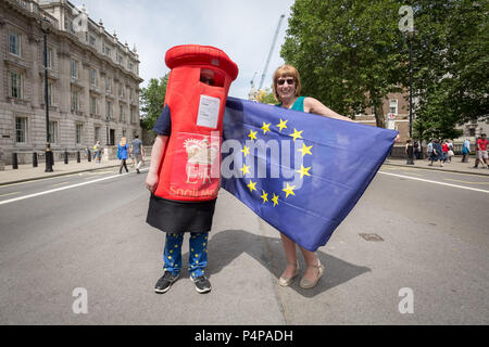 London, UK. 23rd June, 2018. Anti-Brexit Protest: Over 100,000 attend 'People's Vote' pro-EU march to demand a referendum on the terms of Brexit two years on from the vote. Credit: Guy Corbishley/Alamy Live News Stock Photo
