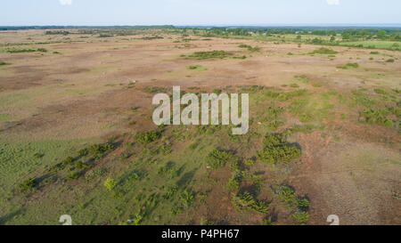 Aerial photo of Stora Alvaret on öland in Sweden (at Vickleby Alvar). The very flat area is best viewed from above. Stock Photo