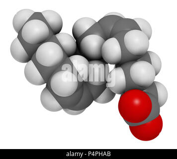 Gamma-linolenic acid (GLA, gamolenic acid) molecule. Omega-6 fatty acid present in many vegetable oils, including evening primrose, chia, hemp and bor Stock Photo