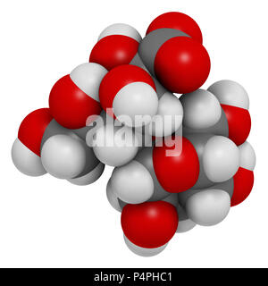 Lactobionic acid (lactobionate) molecule. Commonly used additive in food products, medicinal products and cosmetics. 3D rendering. Atoms are represent Stock Photo