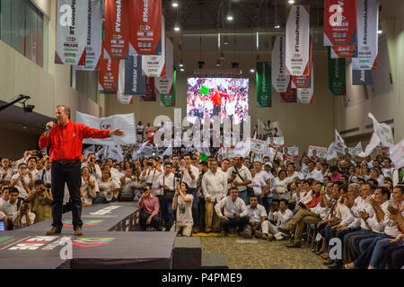 A campaign event for JosŽ Antonio Meade leader of the Institutional Revolutionary Party (PRI) and candidate for the presidential elections, May 27, 2018, Campeche, Mexico. Stock Photo
