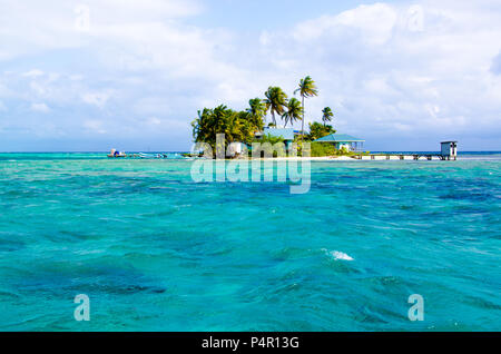 Tropical and paradise small island in the caribbean sea of Belize- Central America Stock Photo