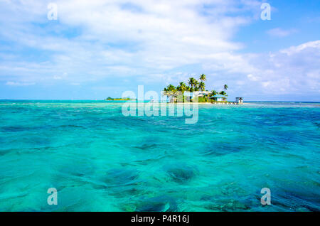 Tropical and paradise small island in the caribbean sea of Belize- Central America Stock Photo