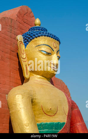 Buddha statue at Swayambhunath Stupa, Kathmandu, Nepal. Stock Photo