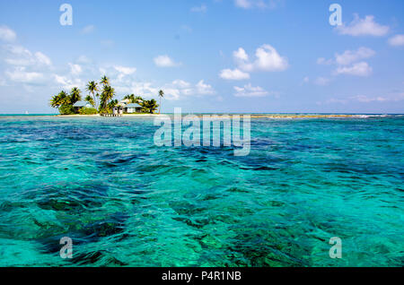 Tropical and paradise small island in the caribbean sea of Belize- Central America Stock Photo