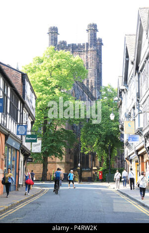 Historic Chester Cathedral from St Werburgh Street, in Cheshire, NW England, UK Stock Photo