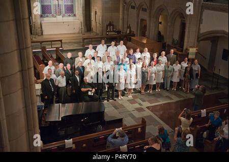 Washington, DC  (August 21, 2011)  -- Members of the U.S. Navy Band Sea Chanters past and present joined forces in a gala concert at Metropolitan Memorial United Methodist Church.  The performance was the climax of the celebration of the Sea Chanters 50th anniversary.  The U.S. Navy Band in Washington, D.C. is the Navy's permiere musical organization and performs public concerts and military ceremonies in the greater Washington area and beyond. Stock Photo