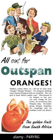 1951 British advertisement for Outspan Oranges Stock Photo - Alamy