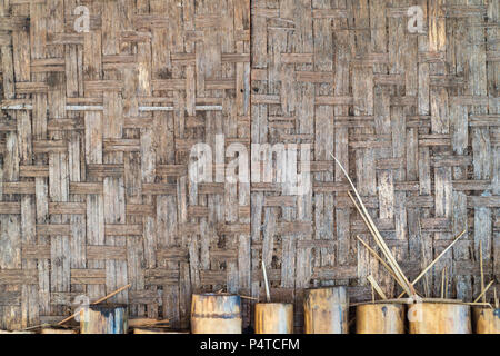 Vintage bamboo wall textured, Old pattern background concept. Stock Photo