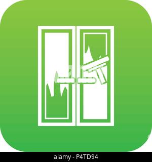 Window cleaning icon digital green Stock Vector