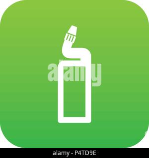 Plastic bottle of drain cleaner icon digital green Stock Vector