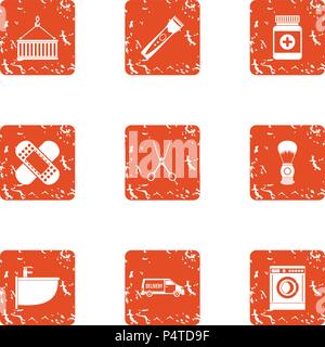 Representation icons set, grunge style Stock Vector