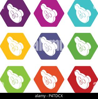 Mouse form button clothes icons set 9 vector Stock Vector