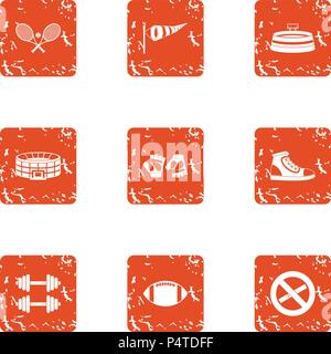 Exercise icons set, grunge style Stock Vector