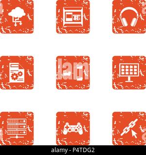 Date advice icons set, grunge style Stock Vector