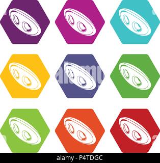 Oval clothes button icons set 9 vector Stock Vector