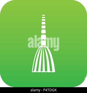 Broom floor icon digital green Stock Vector