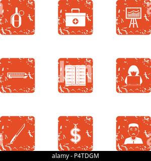 Mugging icons set, grunge style Stock Vector