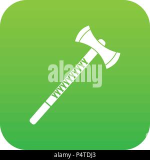 Big ax icon digital green Stock Vector