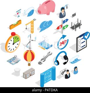 Streetlight icons set, isometric style Stock Vector