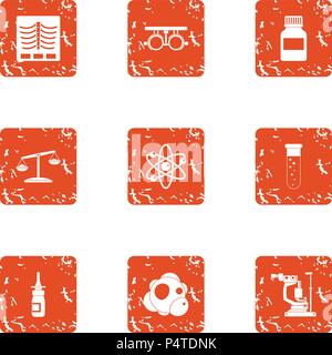 Skin treatment icons set, grunge style Stock Vector