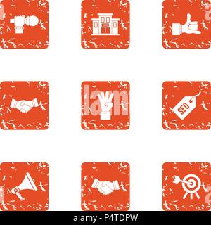 Overview icons set, grunge style Stock Vector