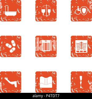 Meddling icons set, grunge style Stock Vector