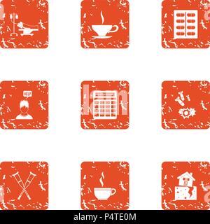 Tea conversation icons set, grunge style Stock Vector