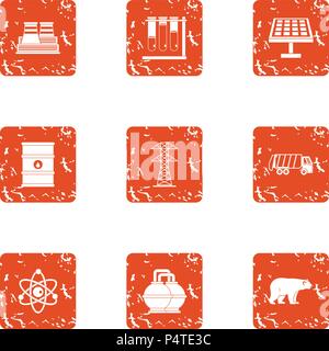 Test tubes icons set, grunge style Stock Vector