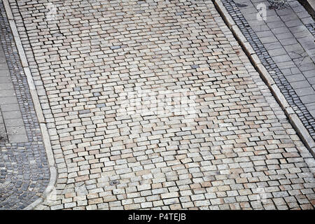 Aerial view of an old cobblestone street, urban background. Stock Photo