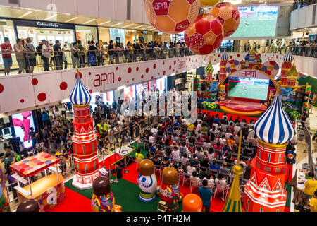 Chinese soccer football fans watch World Cup match on large screens in China