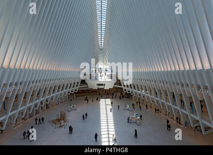 Inside Oculus Station building, World Trade Center, New York City, USA Stock Photo