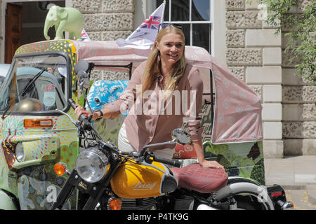 Jodie Kidd at the launch of The Elephant Family Concours d'éléphant, a cavalcade of traditional Indian vehicles. Stock Photo