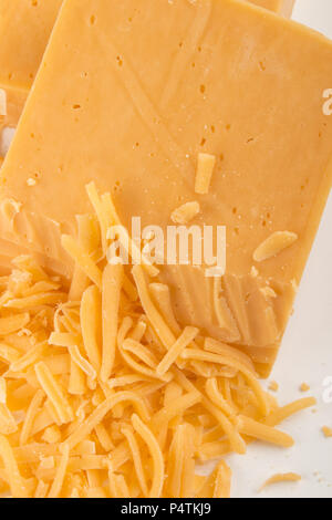 irish organic red cheddar grated cheese with reduced fat Stock Photo