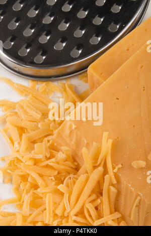 irish organic red cheddar grated cheese with reduced fat Stock Photo