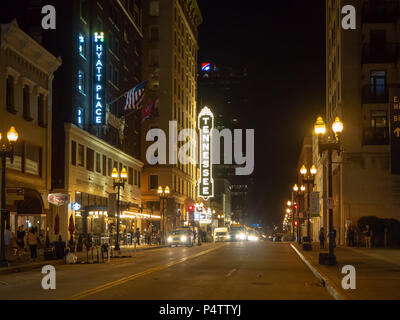 Gay Street, Knoxville, Tennessee, United States of America, summer 2018: [Night life in the center of Knoxville] Stock Photo