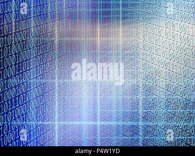 conceptual background image of binary code and abstract lights of technology Stock Photo