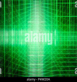 conceptual background image of binary code and abstract lights of technology Stock Photo