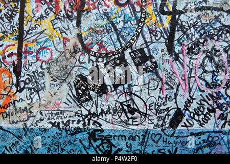 Close-up on the hand written scribbles of the La Bodeguita del Medio exterior wall in Havana, Cuba. Stock Photo