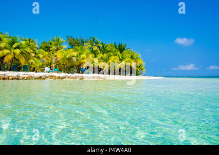 South Water Caye in Belize - small caribbean paradise island with tropical beach for vacation and relaxing Stock Photo