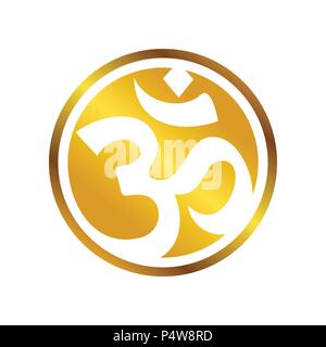 Golden OM Circular Vector Symbol Graphic Logo Design Stock Vector