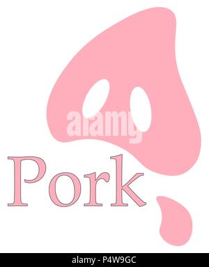 pig piglet and inscription pork minimalist logo of the restaurant, shop Stock Vector