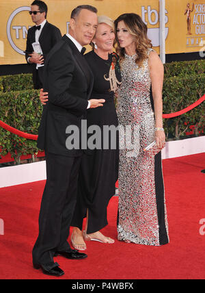 Tom Hanks, Emma Thompson, Rita Wilson  arriving at the 20th SAG Awards 2014 at the Shrine Auditorium in Los Angeles.Tom Hanks, Emma Thompson, Rita Wilson   Event in Hollywood Life - California, Red Carpet Event, USA, Film Industry, Celebrities, Photography, Bestof, Arts Culture and Entertainment, Topix Celebrities fashion, Best of, Hollywood Life, Event in Hollywood Life - California, Red Carpet and backstage, movie celebrities, TV celebrities, Music celebrities, Topix, actors from the same movie, cast and co star together.  inquiry tsuni@Gamma-USA.com, Credit Tsuni / USA, 2015 - Group, TV and Stock Photo