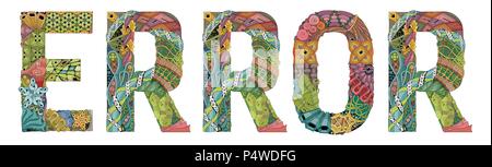 Hand-painted art design. Hand drawn illustration word ERROR for t-shirt and other decoration Stock Vector
