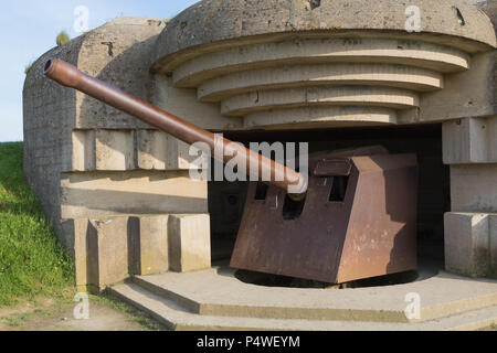 Destroyed german Battery Longues Sur Mer Stock Photo