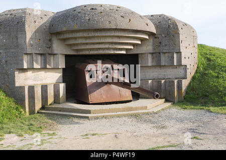 Destroyed german Battery Longues Sur Mer Stock Photo