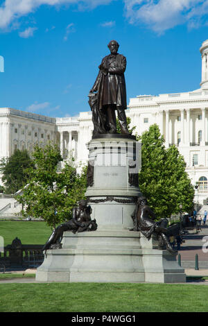 The James A. Garfield Monument stands on the grounds of the United States Capitol, and is a memorial to President James A. Garfield. Stock Photo