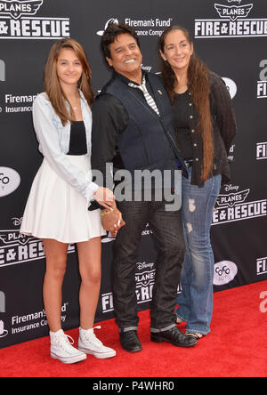 Erik Estrada, wife and daughter at the Planes, Fire and Rescue Premiere at the El Capitan Theatre in Los Angeles.   Erik Estrada, wife and daughter016 ------------- Red Carpet Event, Vertical, USA, Film Industry, Celebrities,  Photography, Bestof, Arts Culture and Entertainment, Topix Celebrities fashion /  Vertical, Best of, Event in Hollywood Life - California,  Red Carpet and backstage, USA, Film Industry, Celebrities,  movie celebrities, TV celebrities, Music celebrities, Photography, Bestof, Arts Culture and Entertainment,  Topix, vertical,  family from from the year , 2014, inquiry tsuni Stock Photo