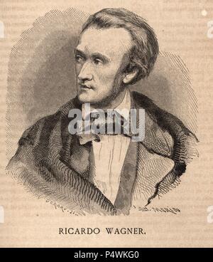 Richard Wagner (Leipzig, 1813-Venecia, 1883) Compositor de óperas alemán: Rienzi, El Holandés errante, Tannhäuser. Grabado de 1900. Stock Photo