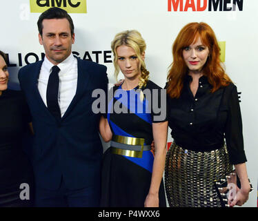 Jon Hamm, January Jones, Christina Hendricks   at the Mad Men Final Season Premiere at the Arclight Theatre in Los Angeles.Jon Hamm, January Jones, Christina Hendricks   Event in Hollywood Life - California, Red Carpet Event, USA, Film Industry, Celebrities, Photography, Bestof, Arts Culture and Entertainment, Topix Celebrities fashion, Best of, Hollywood Life, Event in Hollywood Life - California, Red Carpet and backstage, movie celebrities, TV celebrities, Music celebrities, Topix, actors from the same movie, cast and co star together.  inquiry tsuni@Gamma-USA.com, Credit Tsuni / USA, 2015 - Stock Photo